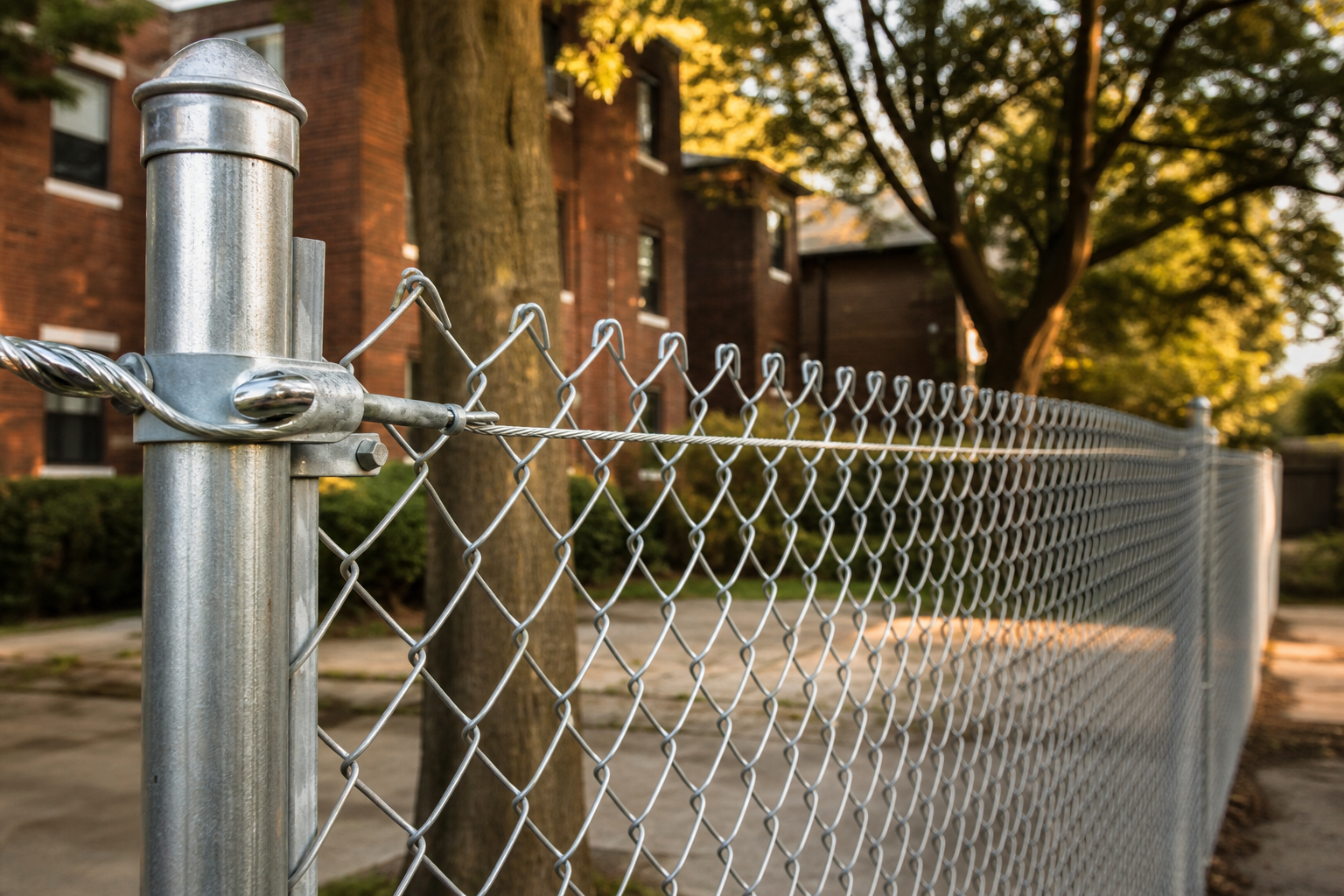 Chain Link Fence defining a yard boundary