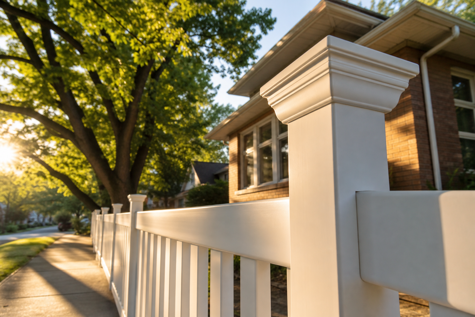 Vinyl Fence panels enclosing a backyard