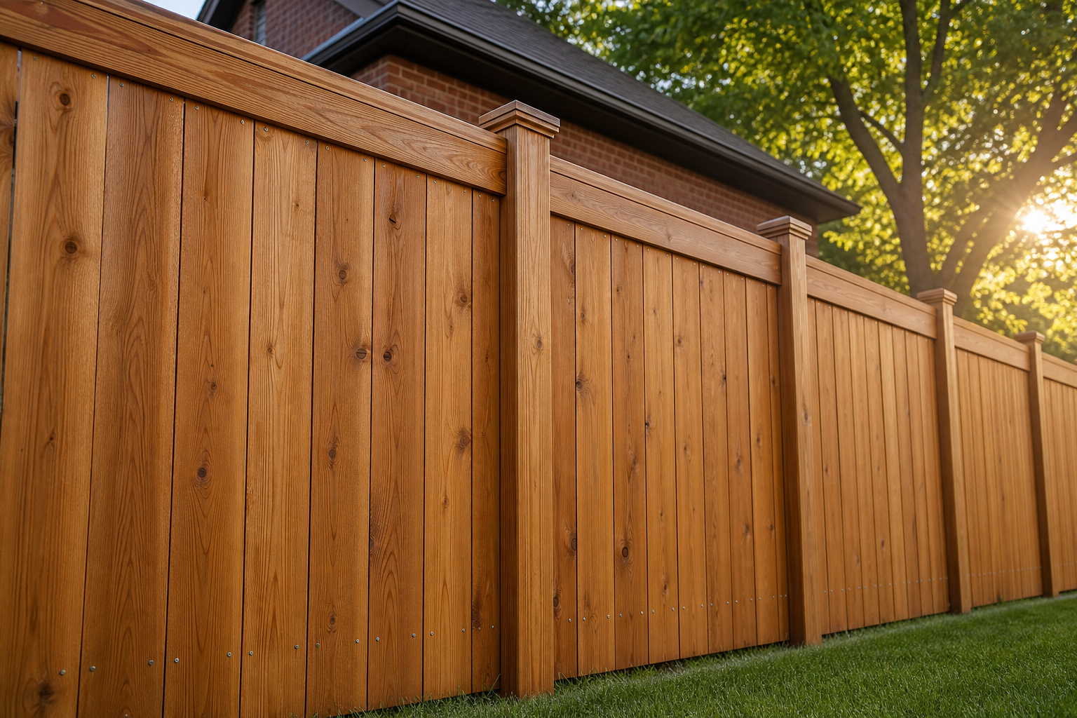 Wood Privacy Fence installed along a backyard property line