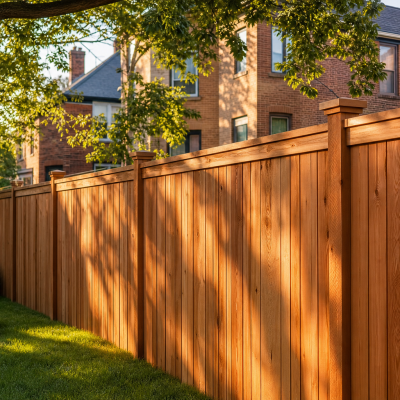 Wood privacy fence built along a residential property line in St. Charles, IL